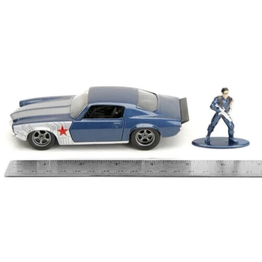 1973 Chevrolet Camaro Dark Blue Metallic with Gray Stripes and Winter Soldier by